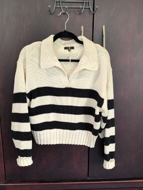 Quince Striped Cropped Sweater M